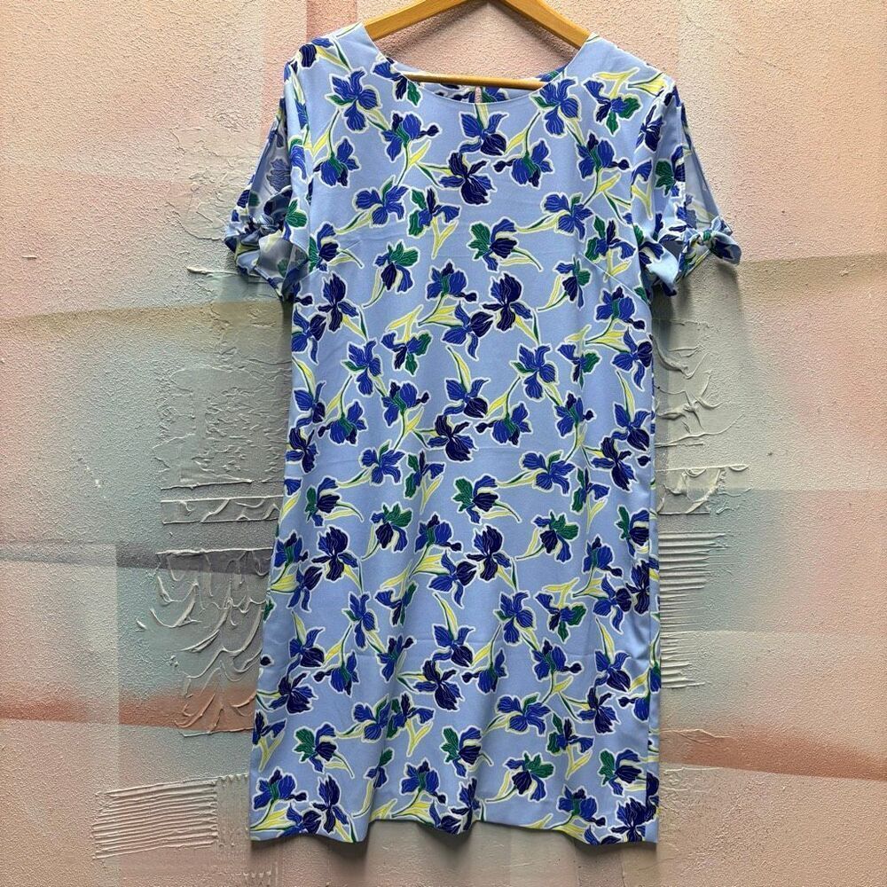 Banana Republic L Blue Floral Dress Preppy Feminine Girly Artsy Spring Summer